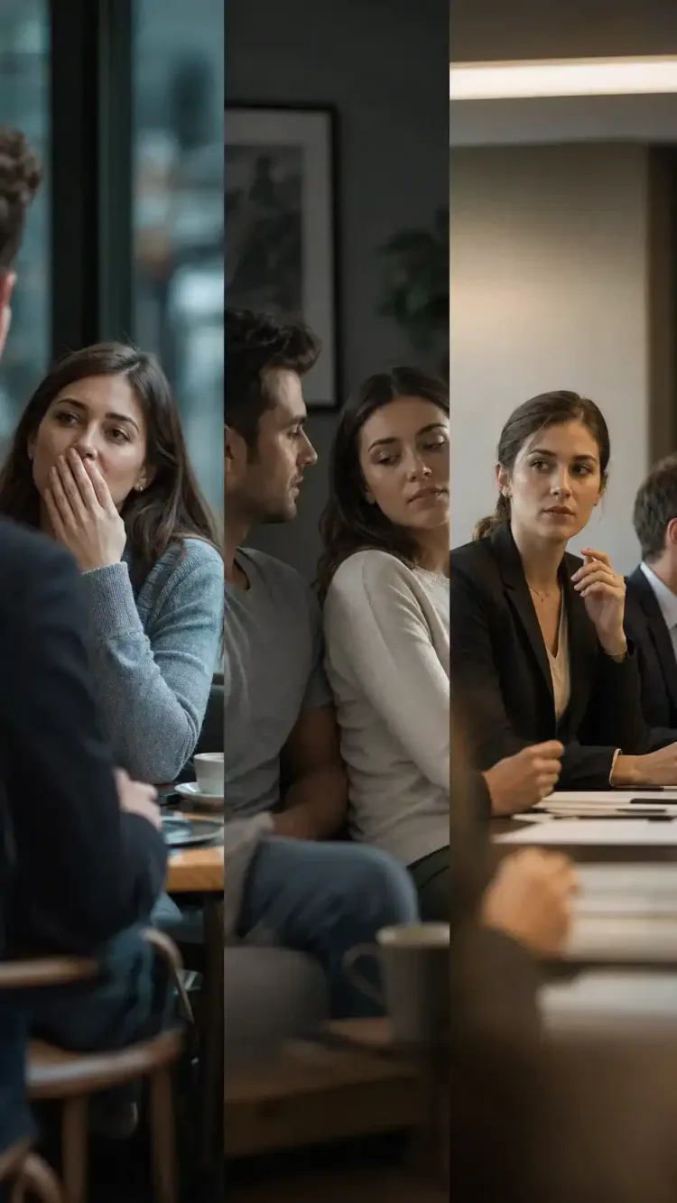 Situaciones de incomodidad por mal aliento — conversación, cita, reunión de trabajo