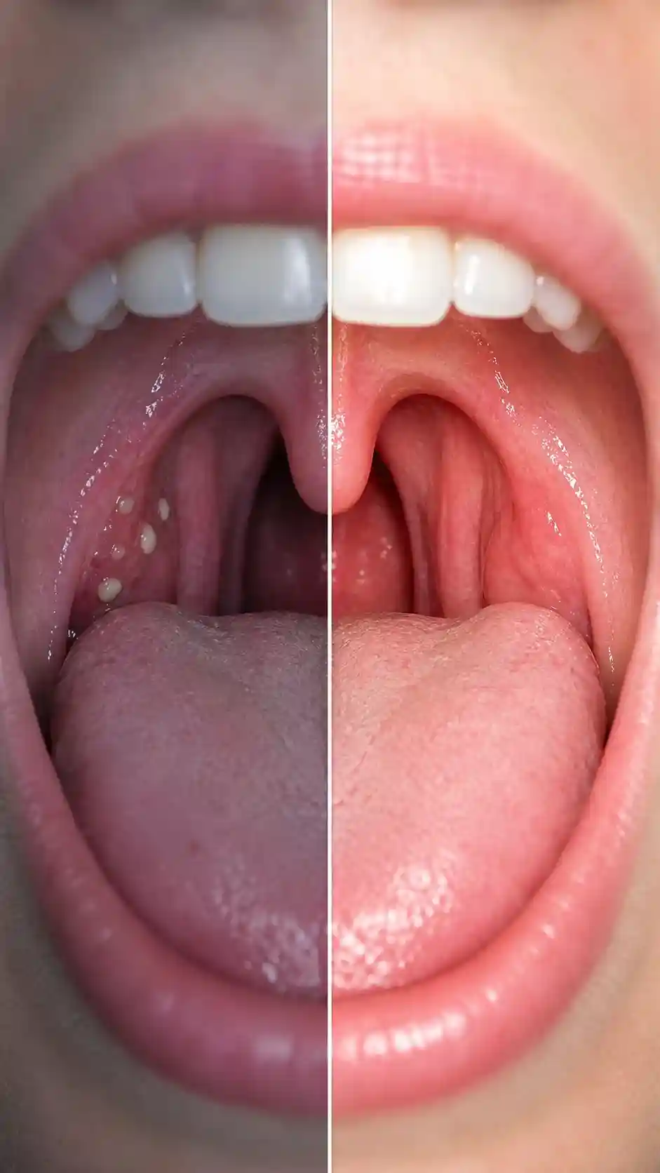 Antes y después — tonsilolitos eliminados desde la raíz con WellFresh